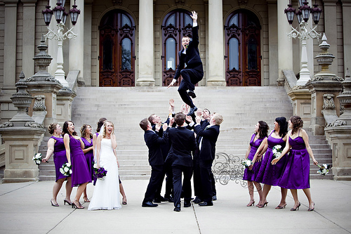 bridal party, groom and lansing