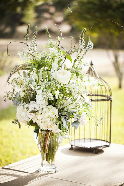 flowers, cage and decor