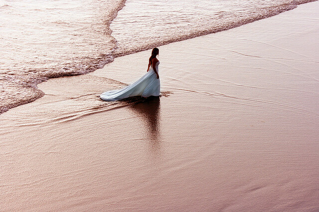 beach, gown and bridal gown