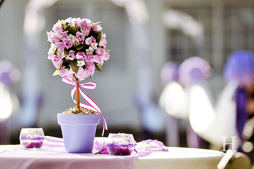 purple, centerpiece and beautiful