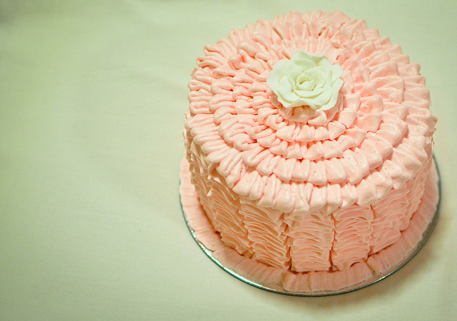 buttercream cake, ruffle cake and pink cake