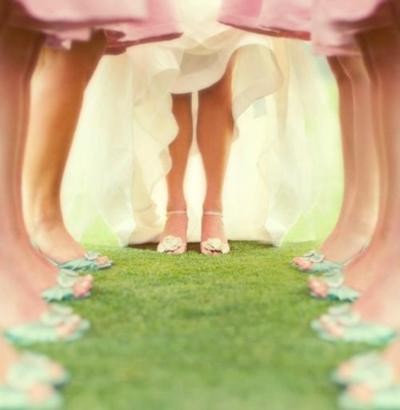 bridesmaids, bride and shoes