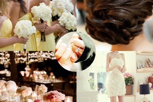 diner, bridesmaids and wedding ring