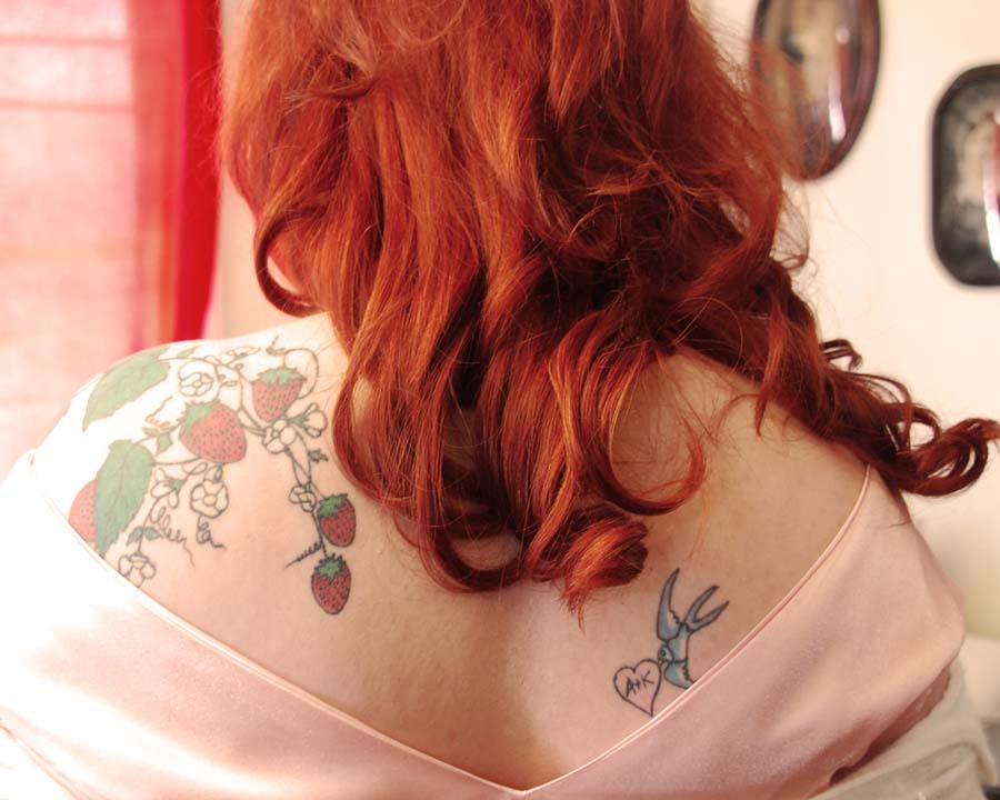 red hair, hairstyle, tattoo and bride