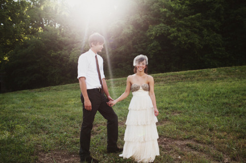couple, sun and dress