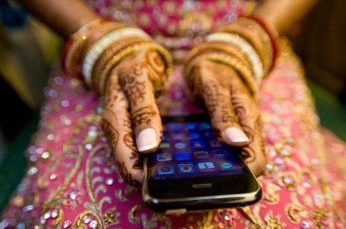 hindi wedding, girl and ipode
