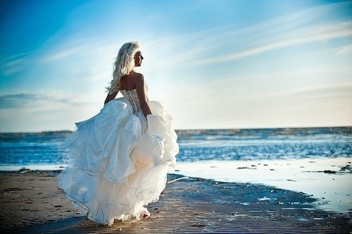 wedding dress, sky and dress