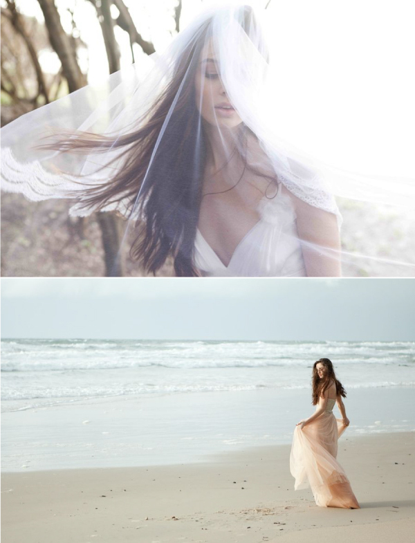 ocean, glamour and wedding dress
