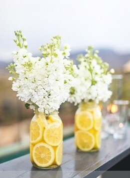 bouquet, flowers and lemons