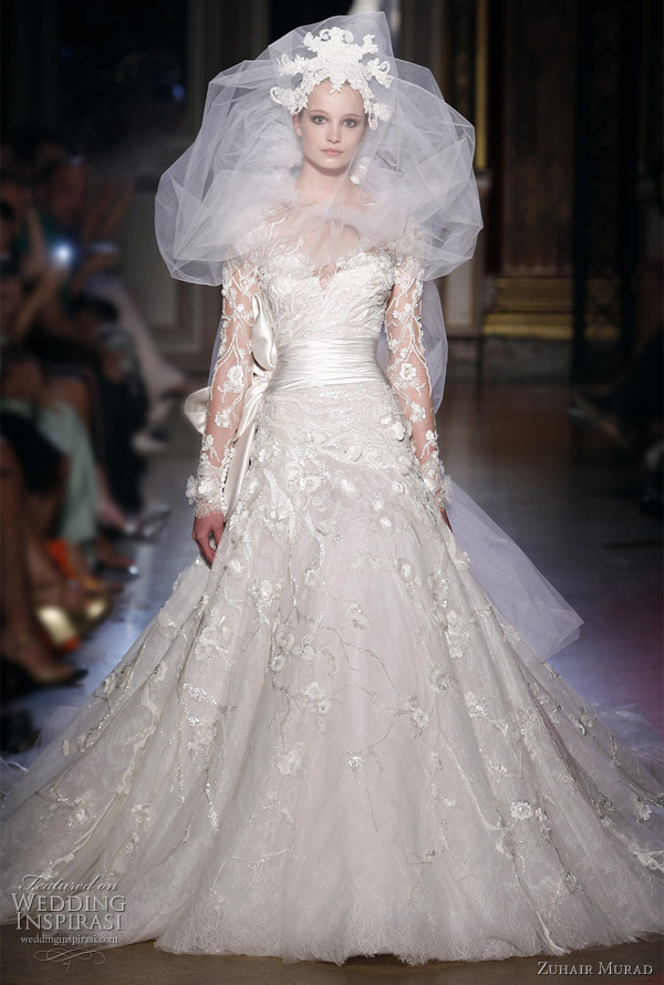 white, elegant, wedding dress and Zuhair Murad