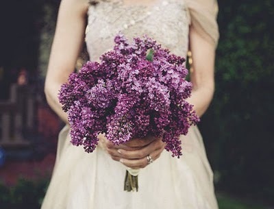 wedding dress, lilacs and lace
