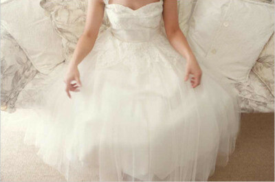 wedding dress, sofa and white