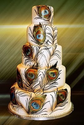 peacock, wedding cake and decoration