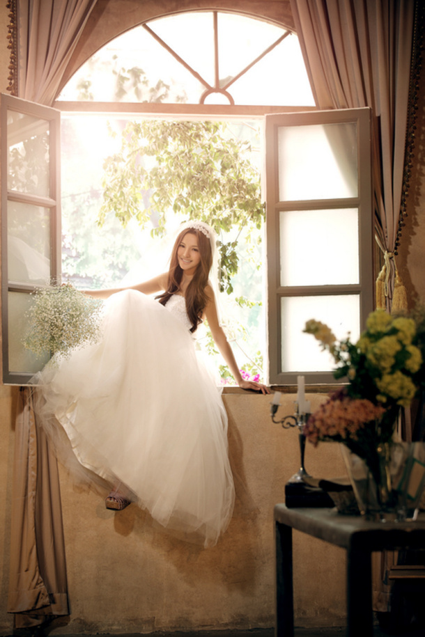 model, wedding dress, marriage and window