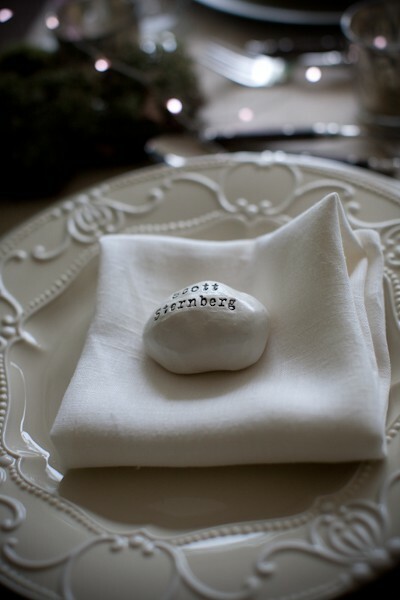 rock, place card and diy