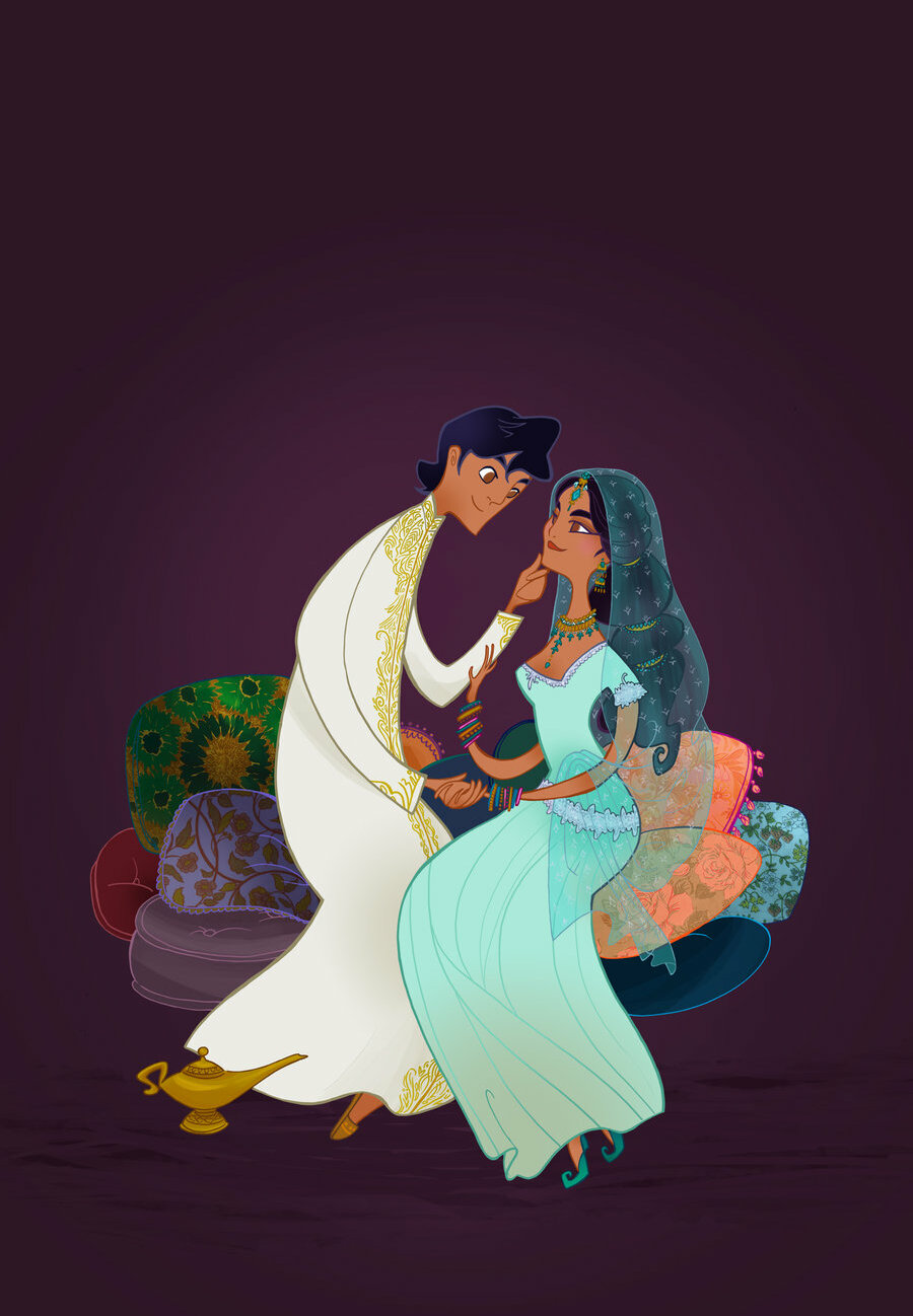 illustration, disney, fan art and disney wedding