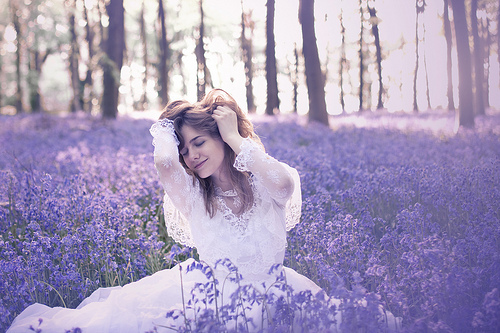 meadow, girl and smile