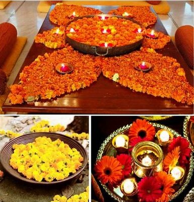 indian wedding decor, indian wedding and floral rangoli