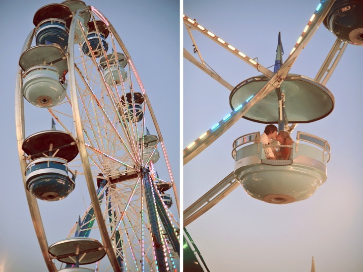 ferris wheel, love, kiss and engagement