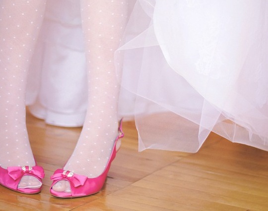 bride, stockings and pink