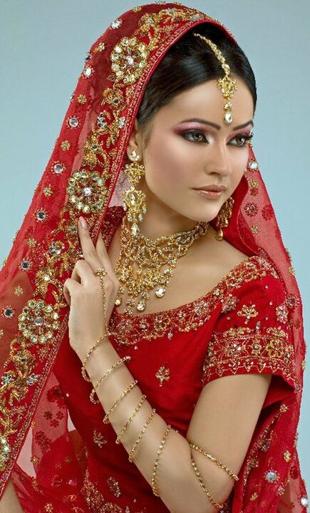 bridal, red and veil