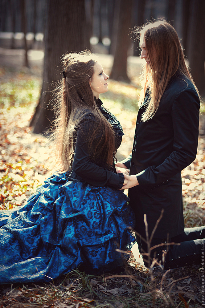 couple, gothic, forest and love