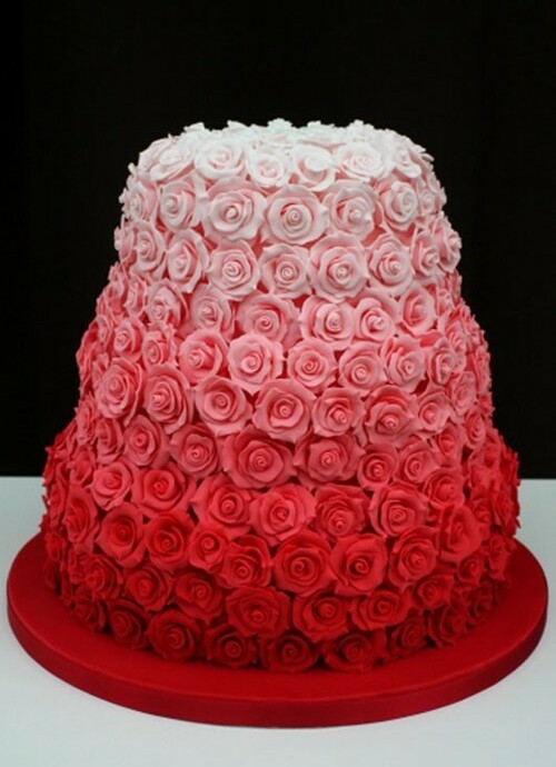 lovely, red, rose and cake