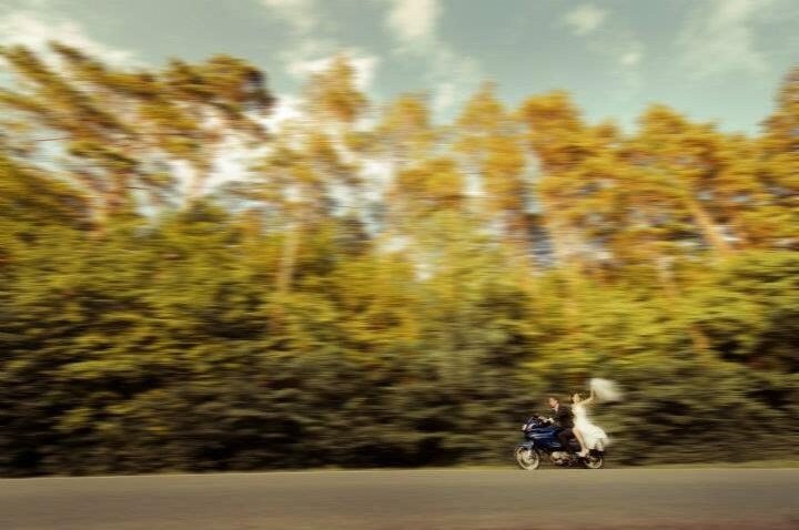 trees, motocycle, couple and green