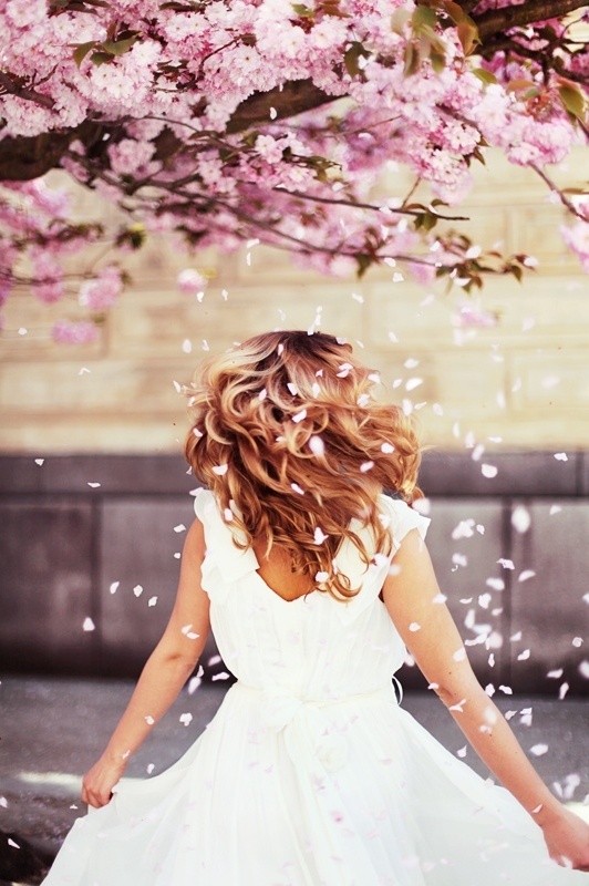 cute, white, blooms and woman