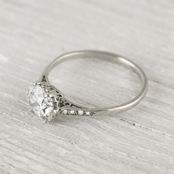 platinum, engagement, vintage and ring