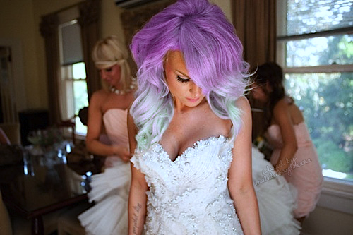 purple hair, girls and dress
