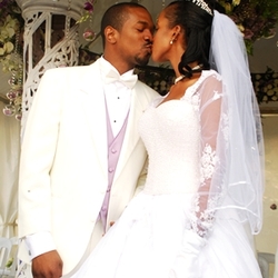 beautiful couple, white dress and african american