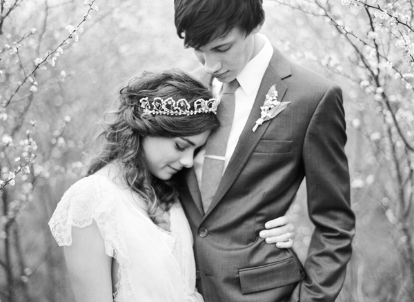 black and white, bride and girl