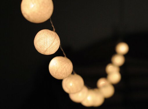 lantern, cotton ball and wedding light