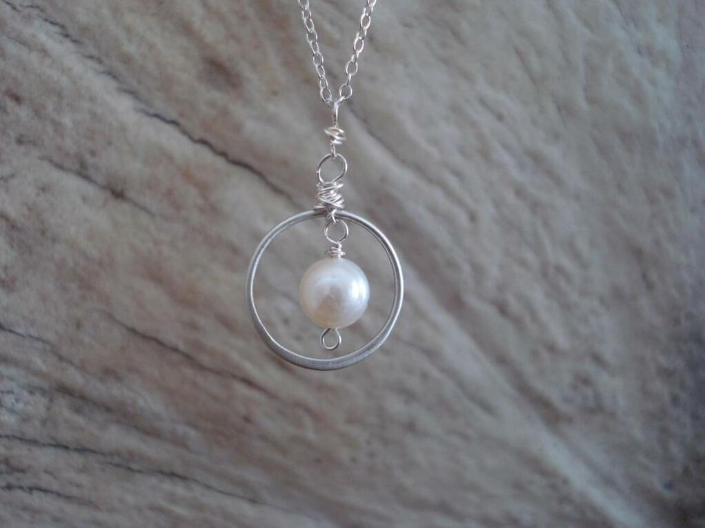 pendant, pearl, silver and bridesmaid