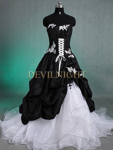 gothic wedding dress, black wedding dress and romantic wedding dress