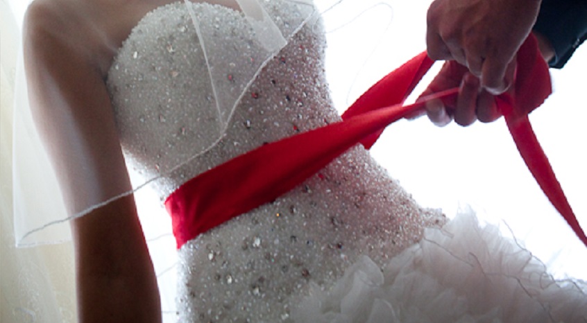 turkish wedding, red band, marriage and bride