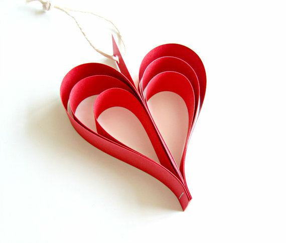 valentines decoration, romantic home decor, wedding decoration and paper strip heart garland