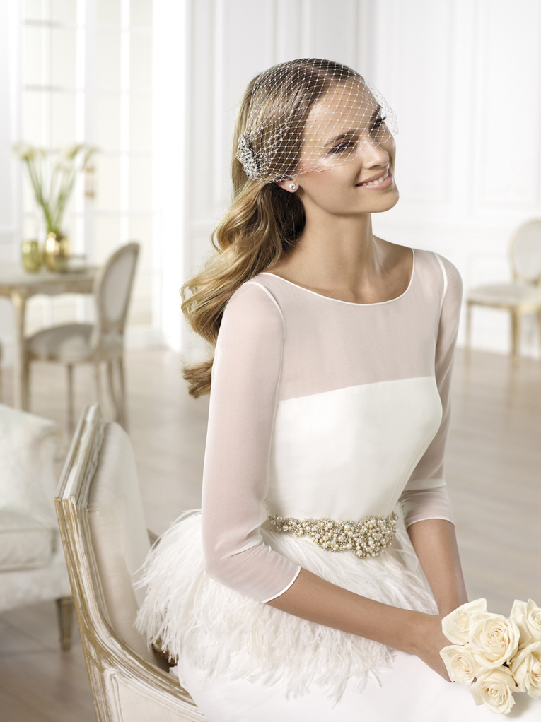 atelier pronovias, feathers, bride and peplum