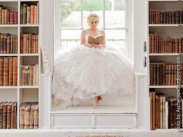 wedding dress, girl reading and girl