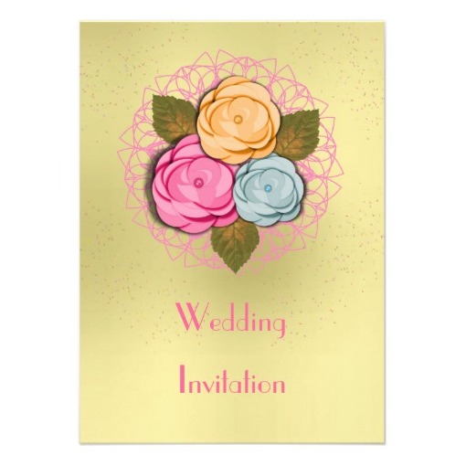 wedding announcements, personalized, blue and flowers posy