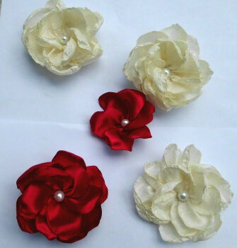 fabric flower, red and fabric flowers