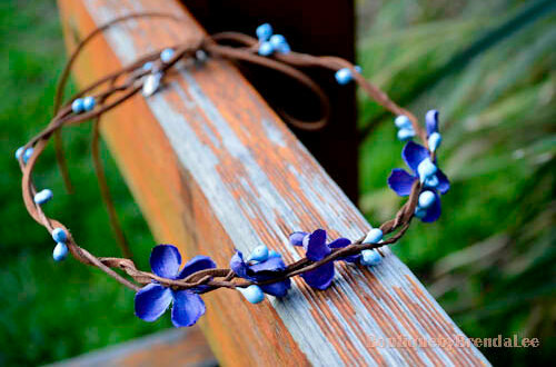 head tie, purple flowers and garden party