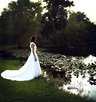 wedding dress, magic hour and model