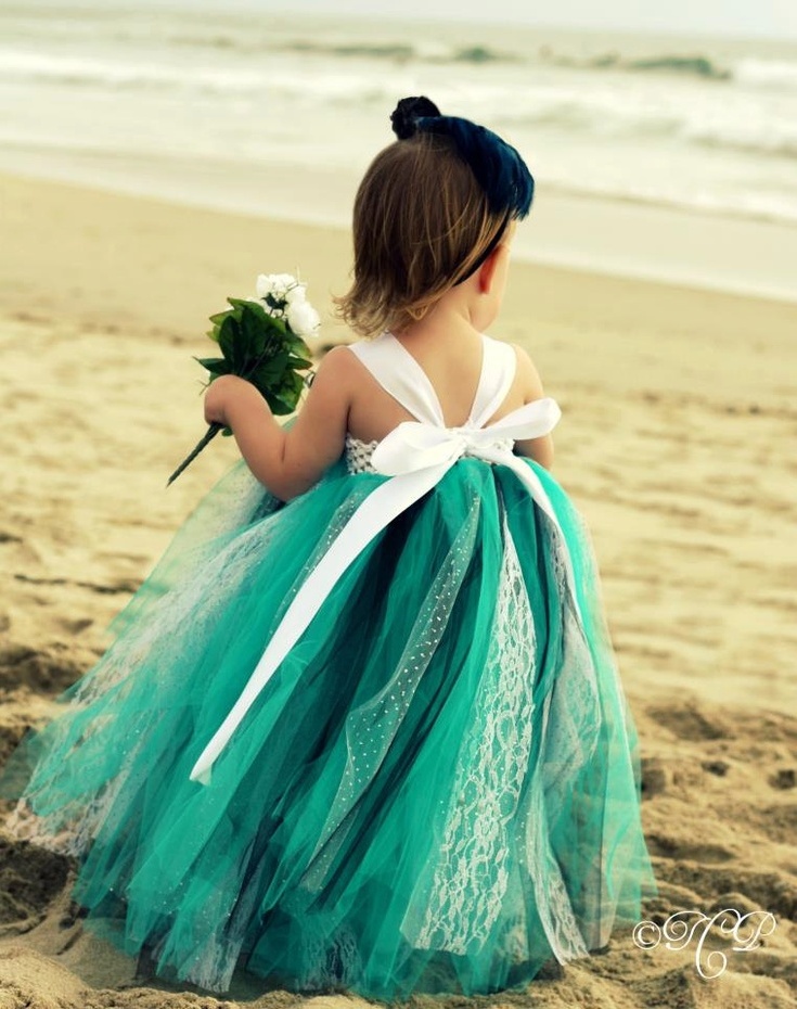 flower girl, blue dress, beach and tutu