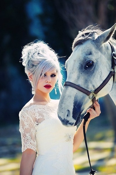 horse back, pastel and lace