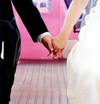groom, holding hands and bride