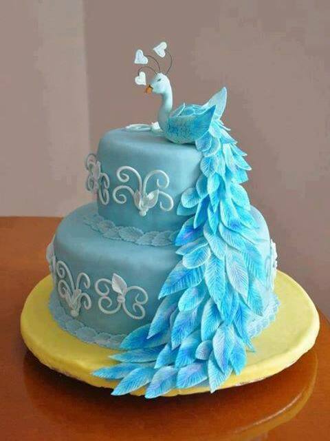 blue, wedding cake, peacock cake and pastel