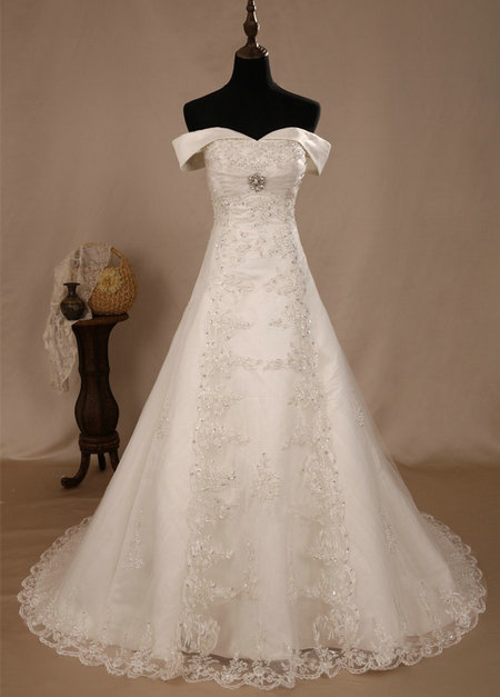 wedding dress, dress and ivory off the shoulder