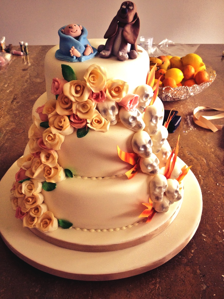 roses, cake, skulls and flames